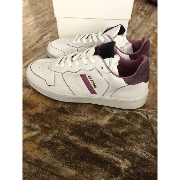 RE/DONE 80s Basketball Sneakers Leather Suede Low Top Shoes White Purple NWB 37