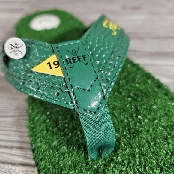 Reef Mulligan II Green Sandals - Golf Ball Turf Thong Shoes - Men's Size 9 - NEW