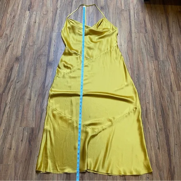 Reformation Torin Open-back Cowl Neck Midi Dress in Gold Size XL