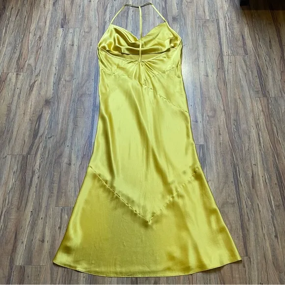 Reformation Torin Open-back Cowl Neck Midi Dress in Gold Size XL