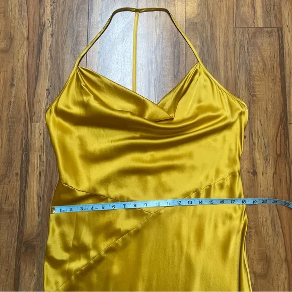 Reformation Torin Open-back Cowl Neck Midi Dress in Gold Size XL