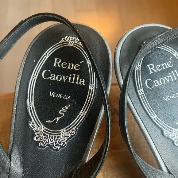 Rene Caovilla Black Embellished Women's Shoes