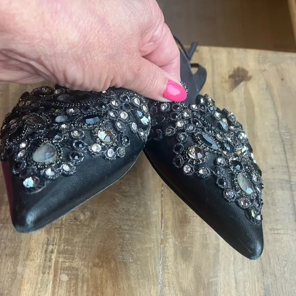 Rene Caovilla Black Embellished Women's Shoes