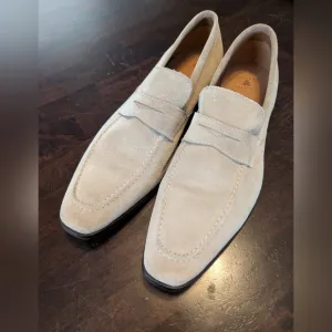 Robert Talbott Men's 13, Taupe Suede Penny Loafers, EUC