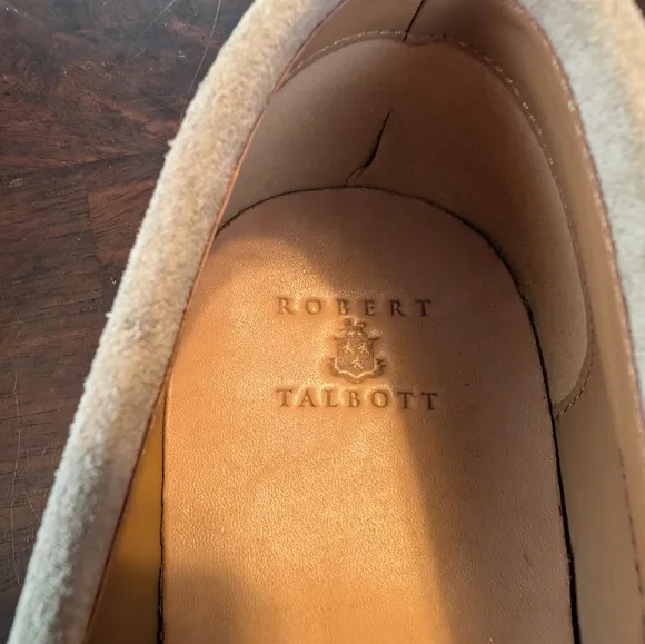 Robert Talbott Men's 13, Taupe Suede Penny Loafers, EUC