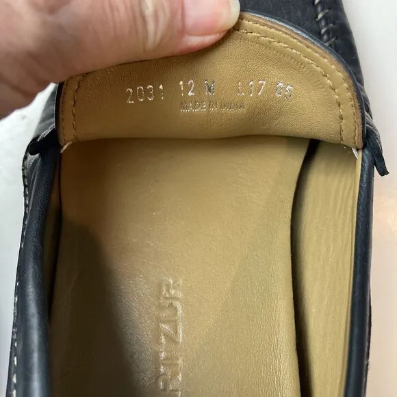 Robert Zur Sven Driving Loafers Glove Leather Black Mens Size 12M Luxury Shoe
