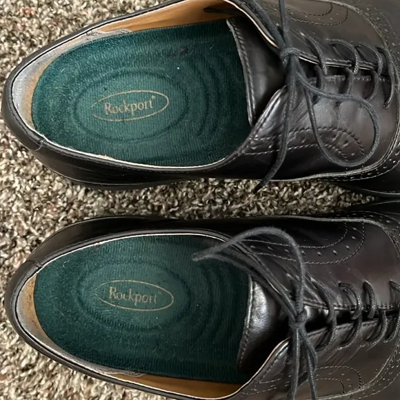 Rockport Black Leather Mens Lace Up Dress Shoes, Size 9W, Model #M1728 Office