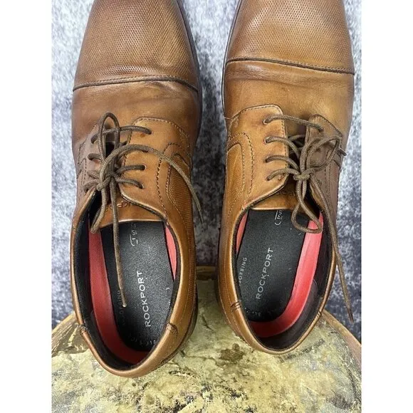 Rockport Shoes Mens 12 DresSports Antique Brown Dress Office Old Money Luxury