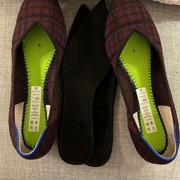 Rothy's | Cranberry Plaid Retired The Point Flats | Size 8