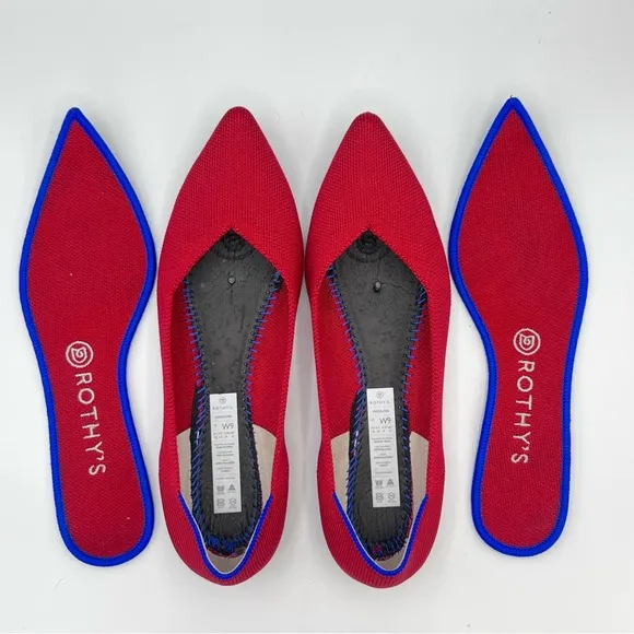 Rothy’s sz 9 The Point Chili Red Ballet Flats Shoes