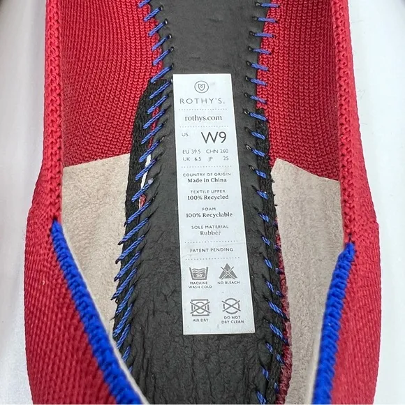 Rothy’s sz 9 The Point Chili Red Ballet Flats Shoes