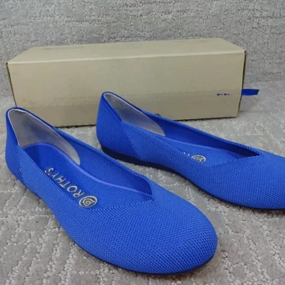 Rothys The Flat Women's Size 6 US Blue Comflower Round Toe Slip on Flats Shoes