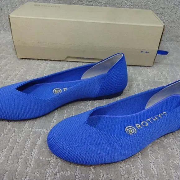 Rothys The Flat Women's Size 6 US Blue Comflower Round Toe Slip on Flats Shoes