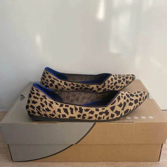 ROTHY'S  The Point Leopard Print Flats Women Slip on Shoes- Size 7