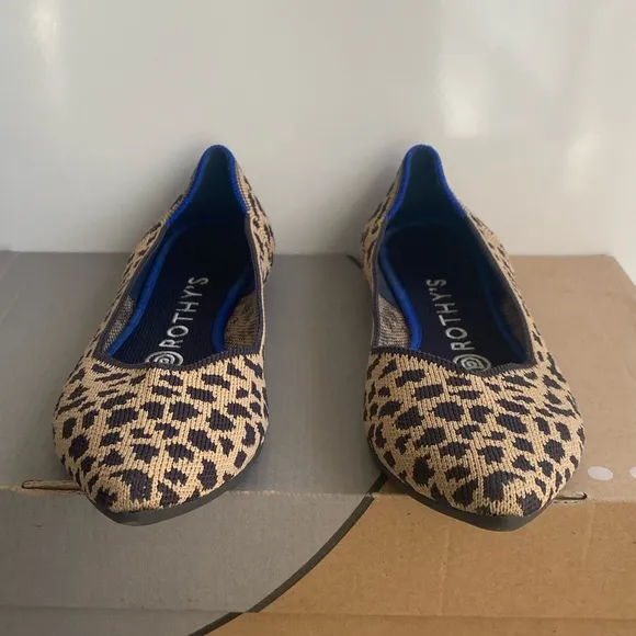 ROTHY'S  The Point Leopard Print Flats Women Slip on Shoes- Size 7