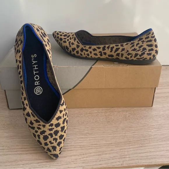 ROTHY'S  The Point Leopard Print Flats Women Slip on Shoes- Size 7