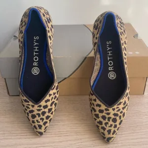 ROTHY'S  The Point Leopard Print Flats Women Slip on Shoes- Size 7