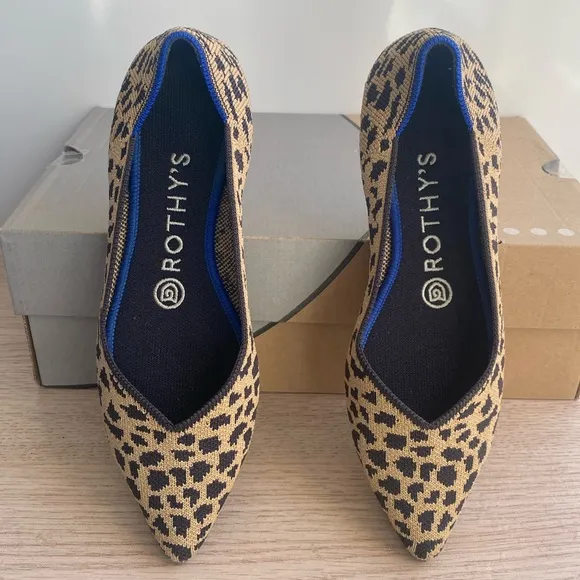 ROTHY'S  The Point Leopard Print Flats Women Slip on Shoes- Size 7