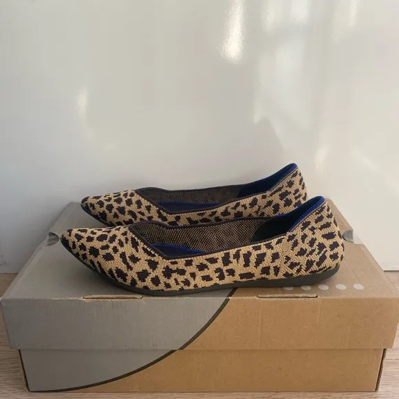 ROTHY'S  The Point Leopard Print Flats Women Slip on Shoes- Size 7