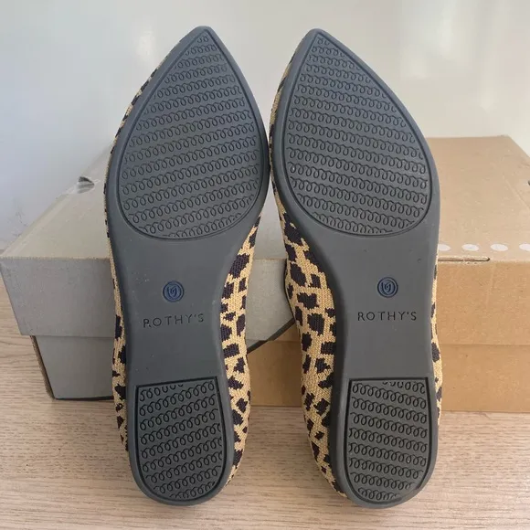 ROTHY'S  The Point Leopard Print Flats Women Slip on Shoes- Size 7