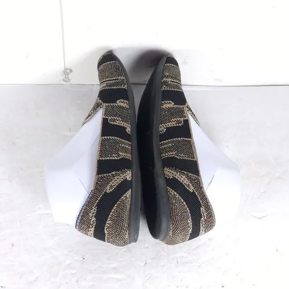 Rothy's Women's The Loafer US8,5 Black Golden Shimmer Slip On Flats Loafer Shoes
