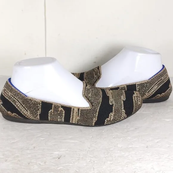Rothy's Women's The Loafer US8,5 Black Golden Shimmer Slip On Flats Loafer Shoes