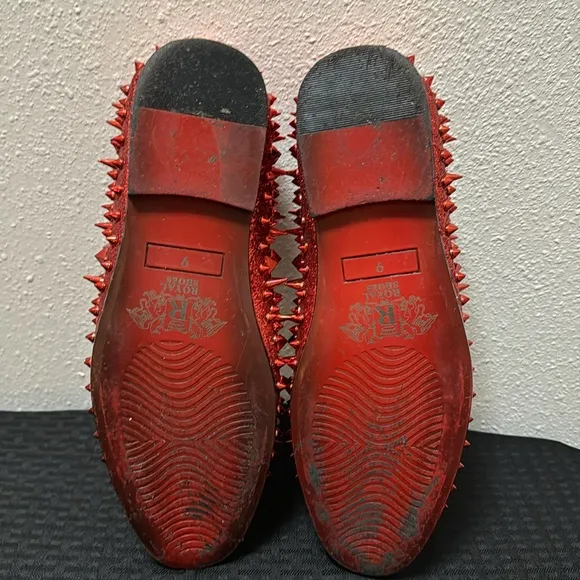 Royal Shoes Red Spikes Red Bottoms Mens Smoking Slip-on Dress Shoes Sizes 9 EUC