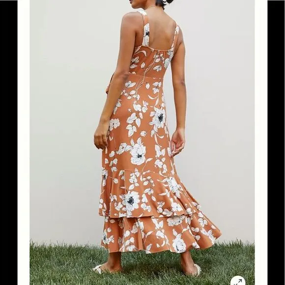 Ruffled Floral Midi DressAnthropologie