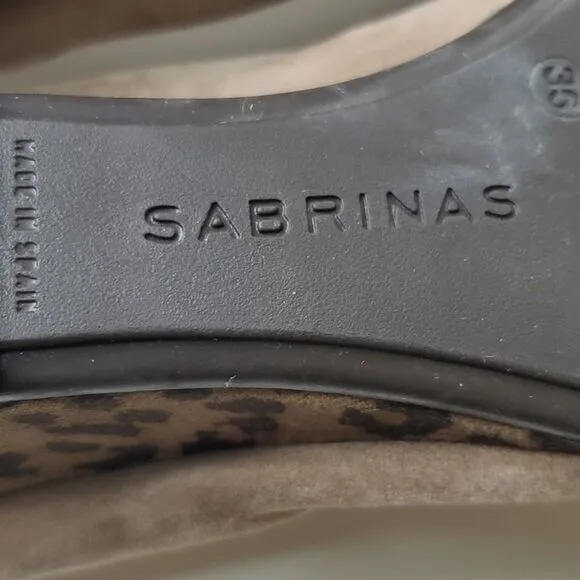 SABRINAS Spain leopard wedge heel taupe suede leather flats wedges shoes 36 / 6