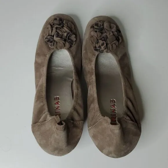 SABRINAS Spain leopard wedge heel taupe suede leather flats wedges shoes 36 / 6