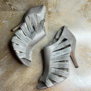 SAKS FIFTH AVENUE Taupe Grey Strappy Heel Sandals 10