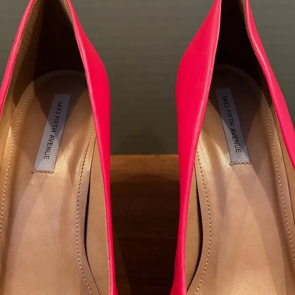 Saks Fifth Avenue Womens Pump Point Toe Leather Heels Shoes Pink 11M NWB