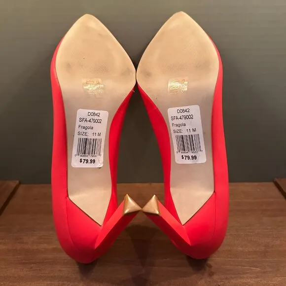 Saks Fifth Avenue Womens Pump Point Toe Leather Heels Shoes Pink 11M NWB