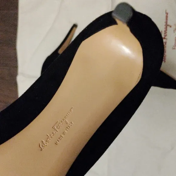 Salvatore Ferragamo &quot;Pauleen&quot; Black Suede Pumps
