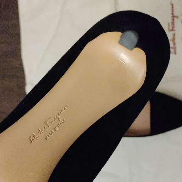 Salvatore Ferragamo &quot;Pauleen&quot; Black Suede Pumps