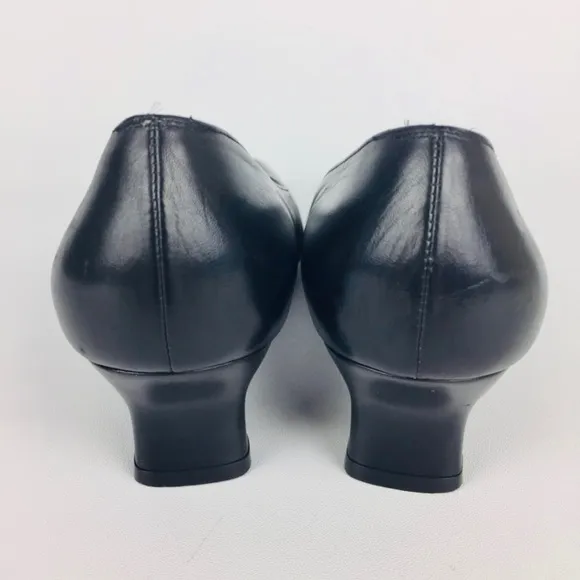 Salvatore Ferragamo Black Gancini Kitten Heel Pumps 6.5