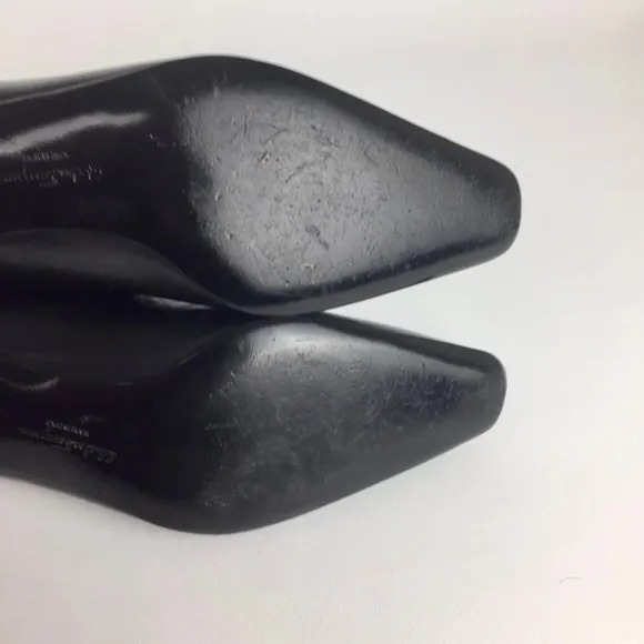 Salvatore Ferragamo Black Gancini Kitten Heel Pumps 6.5