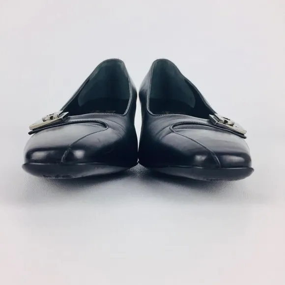 Salvatore Ferragamo Black Gancini Kitten Heel Pumps 6.5