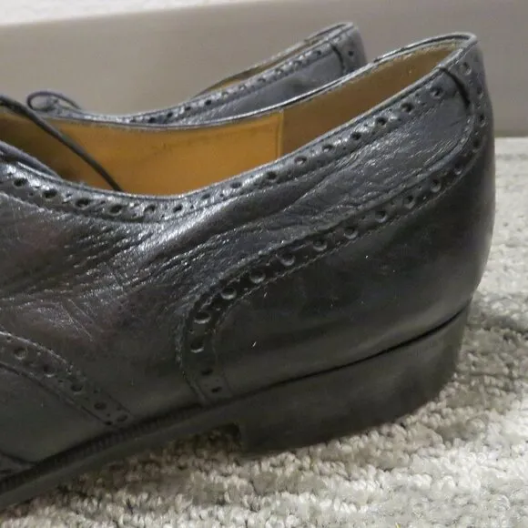 SALVATORE FERRAGAMO Black Leather Wingtip Brogue Oxford Shoes - Size US 9.5 D