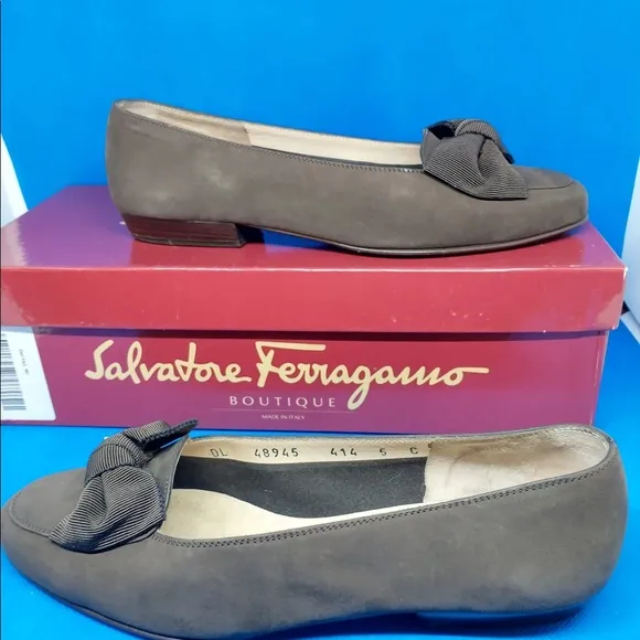 Salvatore Ferragamo Brown suede with bow…