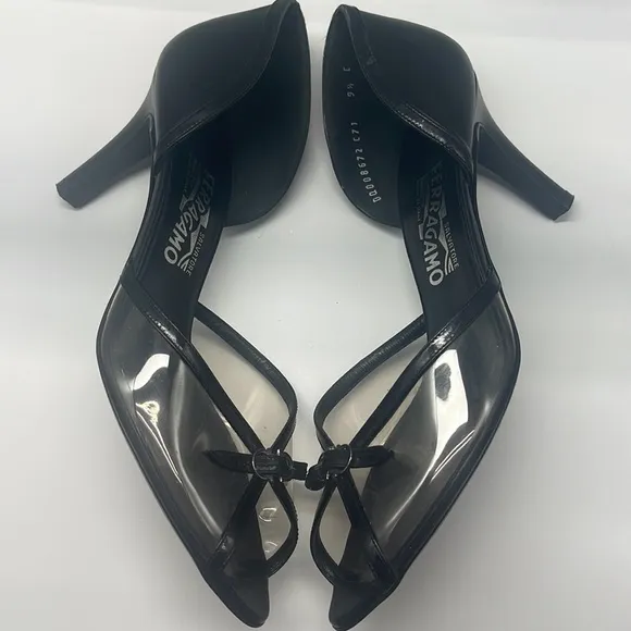 Salvatore Ferragamo Clear Open Toe Heels