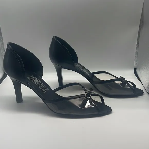 Salvatore Ferragamo Clear Open Toe Heels