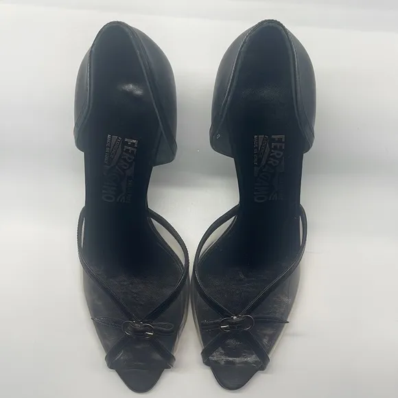Salvatore Ferragamo Clear Open Toe Heels