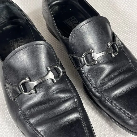Salvatore Ferragamo Gregory Leather Shoes Size 9.5 2E Made In Italy
