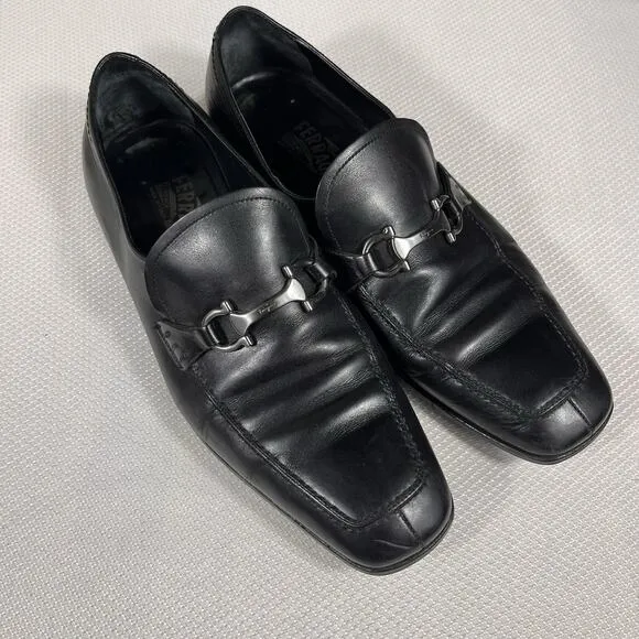 Salvatore Ferragamo Gregory Leather Shoes Size 9.5 2E Made In Italy