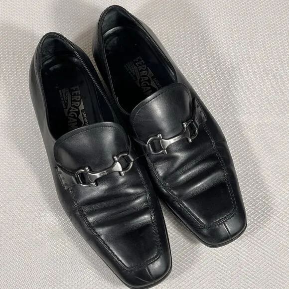 Salvatore Ferragamo Gregory Leather Shoes Size 9.5 2E Made In Italy