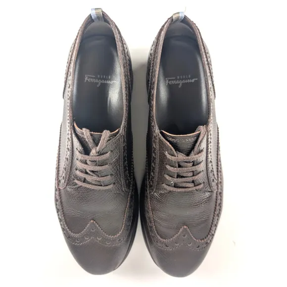 Salvatore Ferragamo Leather Dress Shoes Brown Made in Italy Men's Size 8.5