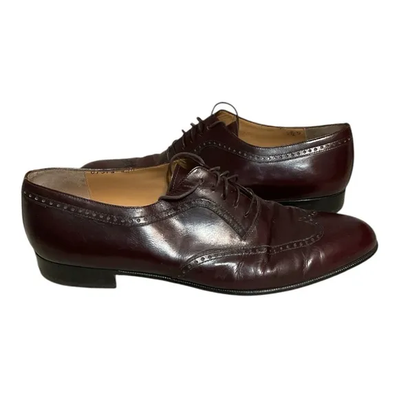 Salvatore Ferragamo Men's Brown Leather Dress Shoes Size 9.5D