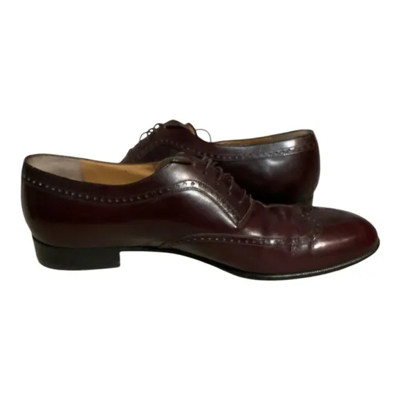 Salvatore Ferragamo Men's Brown Leather Dress Shoes Size 9.5D