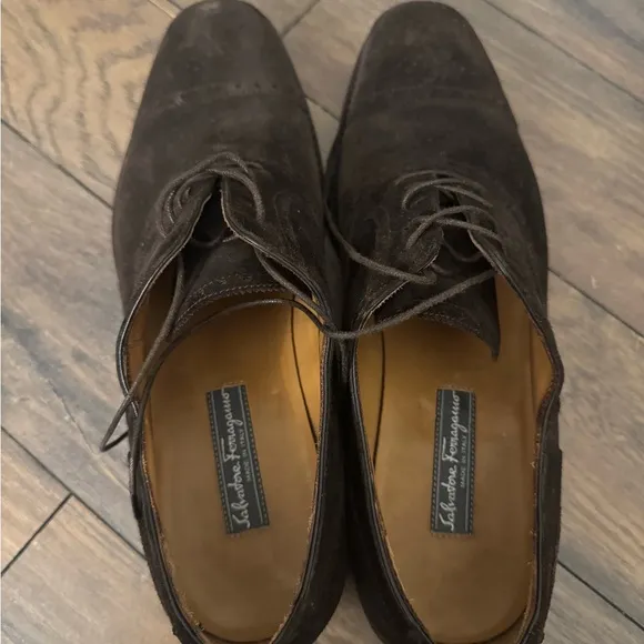 Salvatore Ferragamo Men's Brown Suede Oxford Shoes